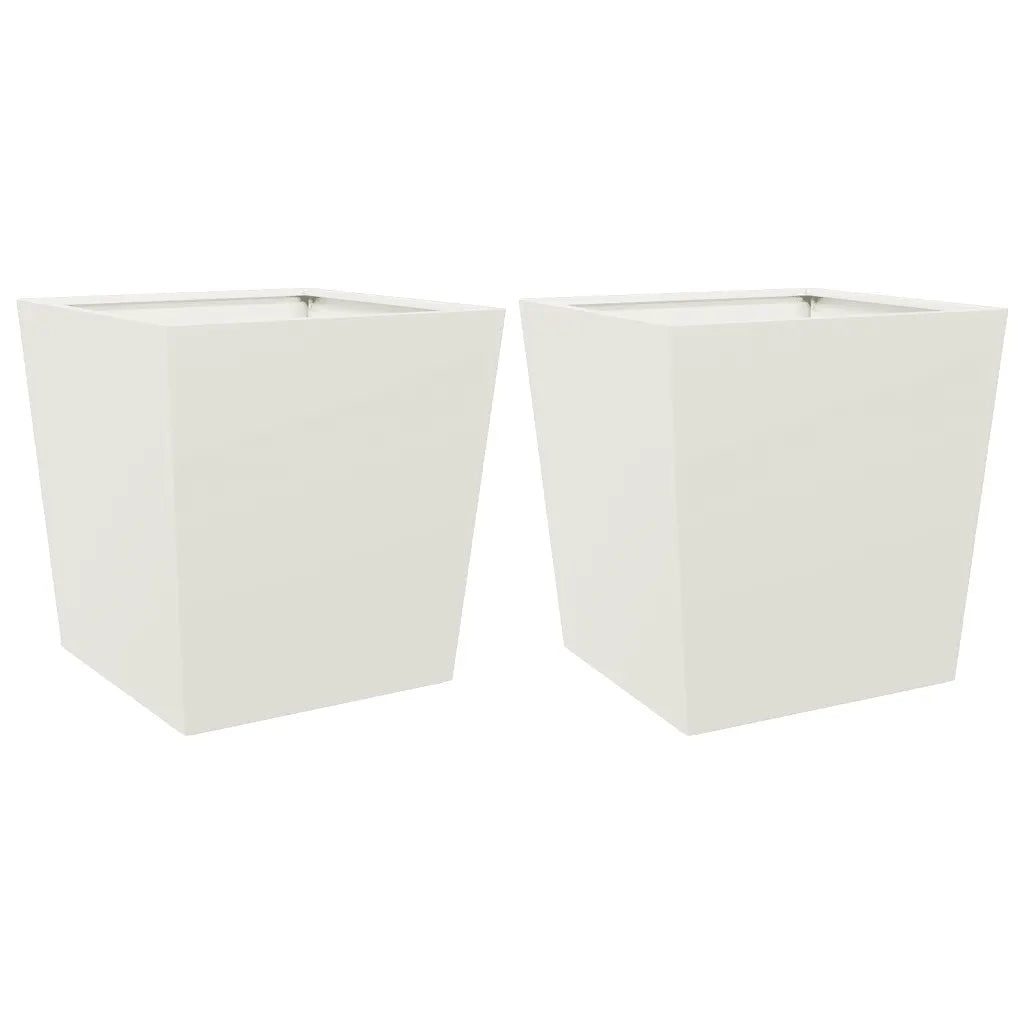 Fioriere da Giardino 2 pz Bianche 50x50x50 cm in Acciaio 851069