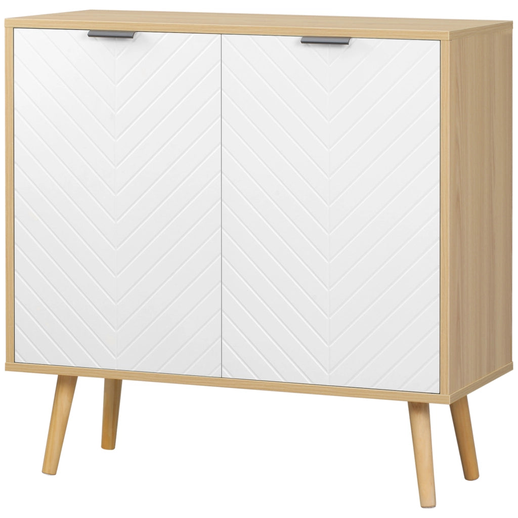 Mobile Multiuso Moderno in Truciolato e Legno di Pino con Ripiano Interno Regolabile su 3 Livelli, 77x35x77.5 cm