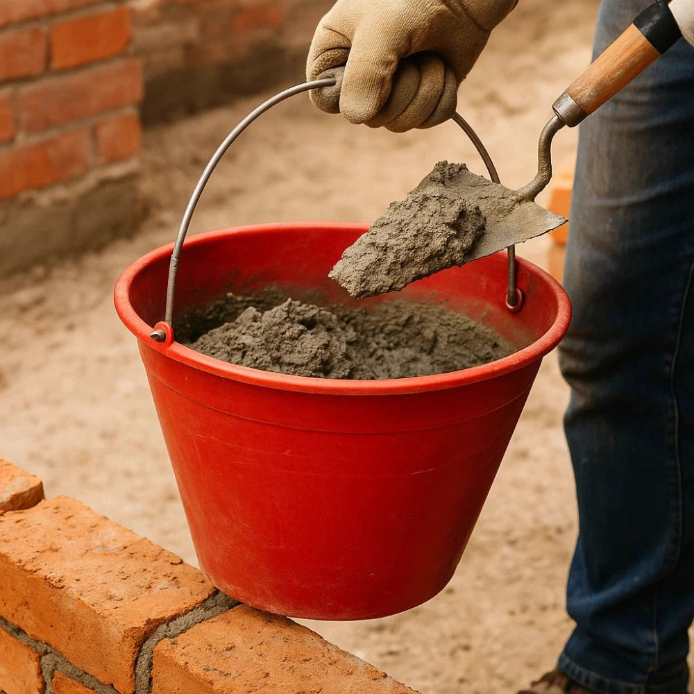 Calderina secchio muratore plastica rosso 12 l diametro 34 cm manico metallo