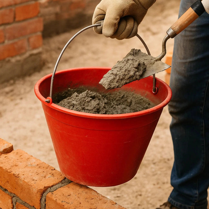 Calderina secchio muratore plastica rosso 12 l diametro 34 cm manico metallo
