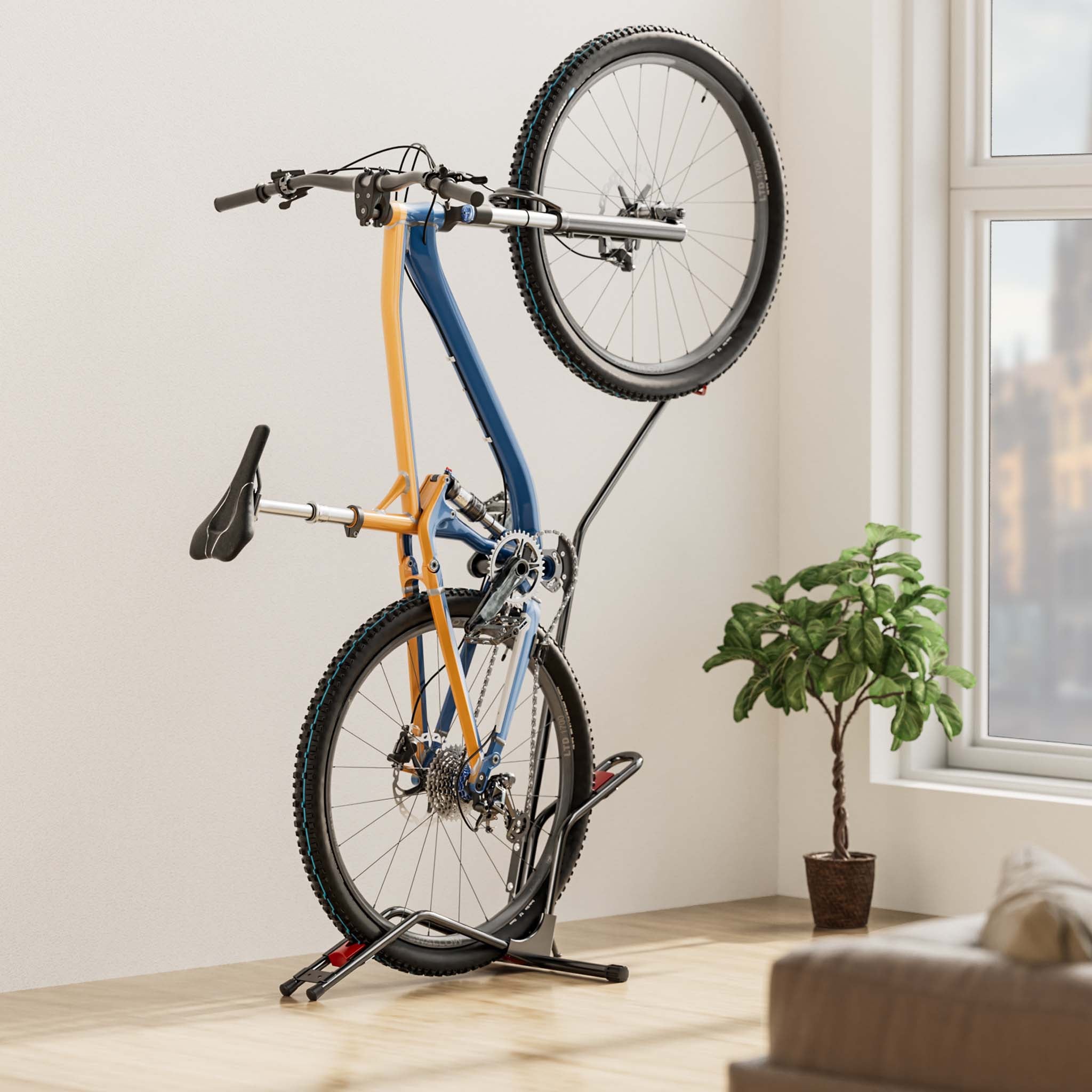 Portabici verticale autoportante, 53x11x120 cm, per biciclette 24-29"