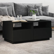 Tavolino da Soggiorno con Luci LED-Tavolino da Salotto-Tavolo Nero 90x49x40 cm