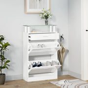 Scarpiera-Scaffale per scarpe Bianco Lucido 63x24x104 cm in Legno Multistrato