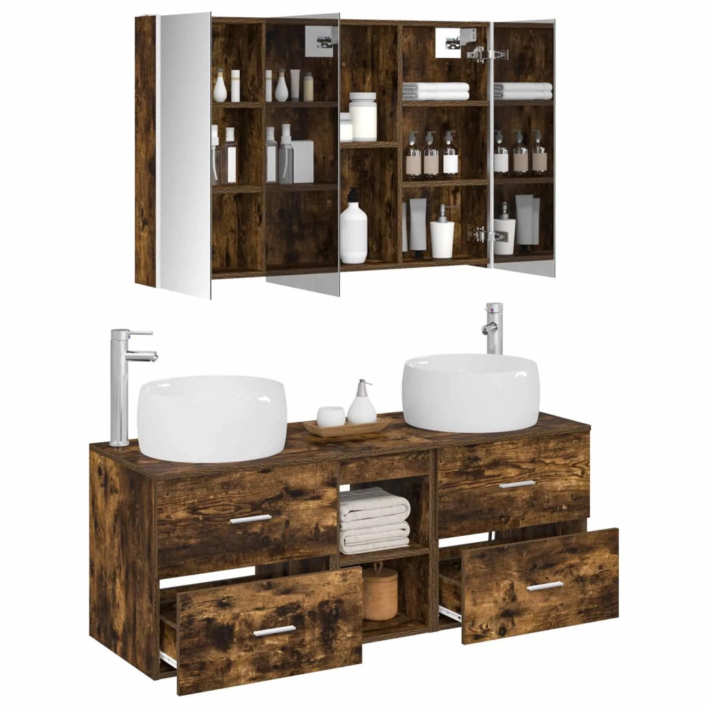 Set di mobili per il bagno 4 pcs Rovere Fumo 3407027