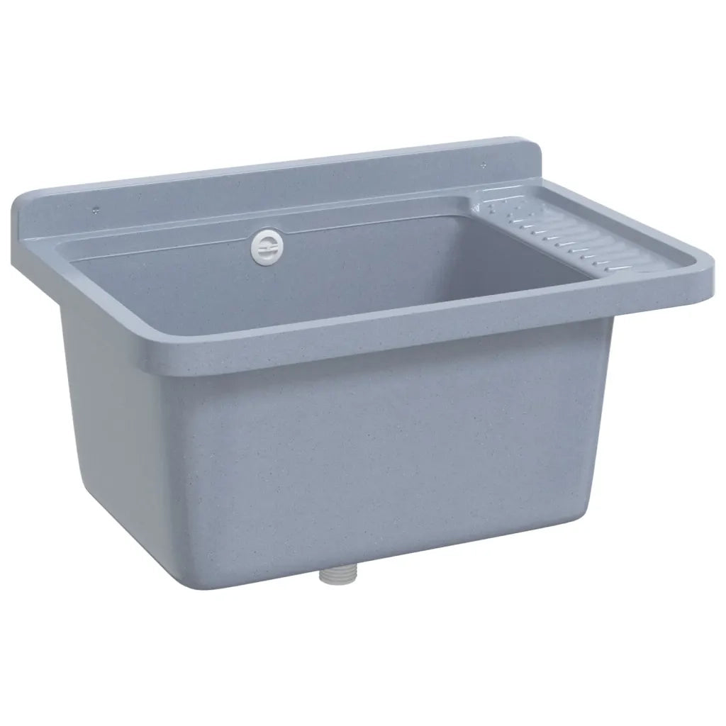 Lavabo a Parete Grigio 60x40x28 cm in Resina 4002798