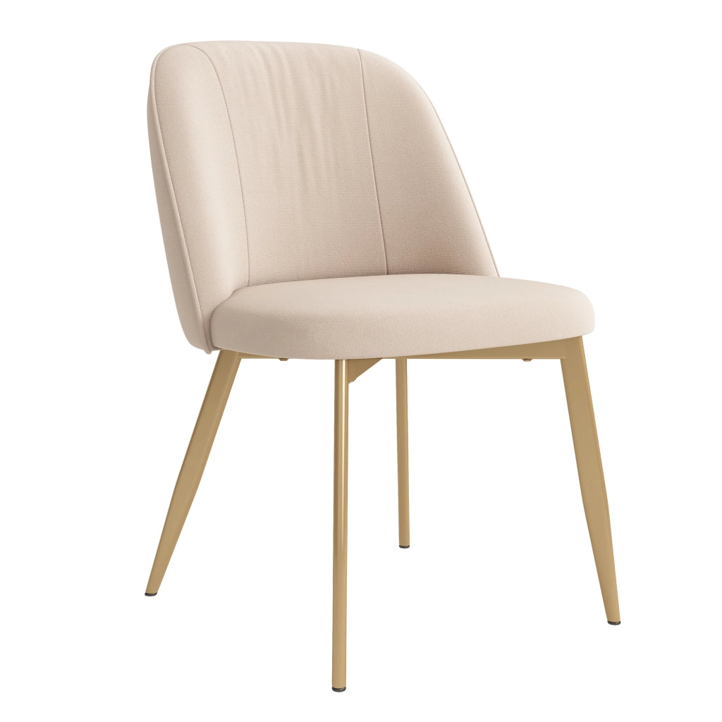 Sedie da Pranzo in Velluto ¨C MINIMAL ¨C Beige, Gambe Oro, Set 2 Pezzi