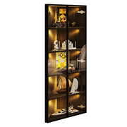 Vetrina ad angolo con 2 Ante; 4 Ripiani e LED per Soggiorno in MDF e Vetro 62×35×160 cm Nero