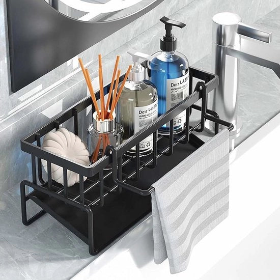 Organizzatore per la cucina in acciaio inossidabile con cassetta per asciugare - Organizzatore per asciugare asciugamani, spazzole, spugne e sapone