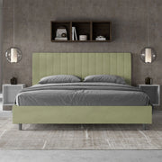 Letto imbottito Matrimoniale 180x210 cm Agueda - Senza rete,Microfibra,Tè verde