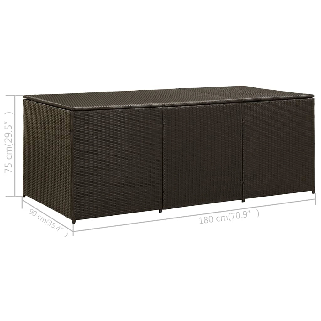 Cassetta portaoggetti per mobili da giardino in resina intrecciata 180 x 90 x 75 cm marrone 02_0013120