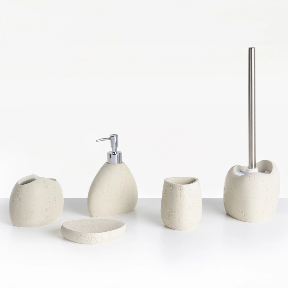 Set di accessori per il bagno Portasapone Dispenser di sapone Portaspazzolino Portaspazzolino beige chiaro