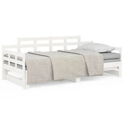 Letto singolo | Letto per adulti | Dormeuse Estraibile Bianca Legno Massello di Pino 2x(80x200) cm