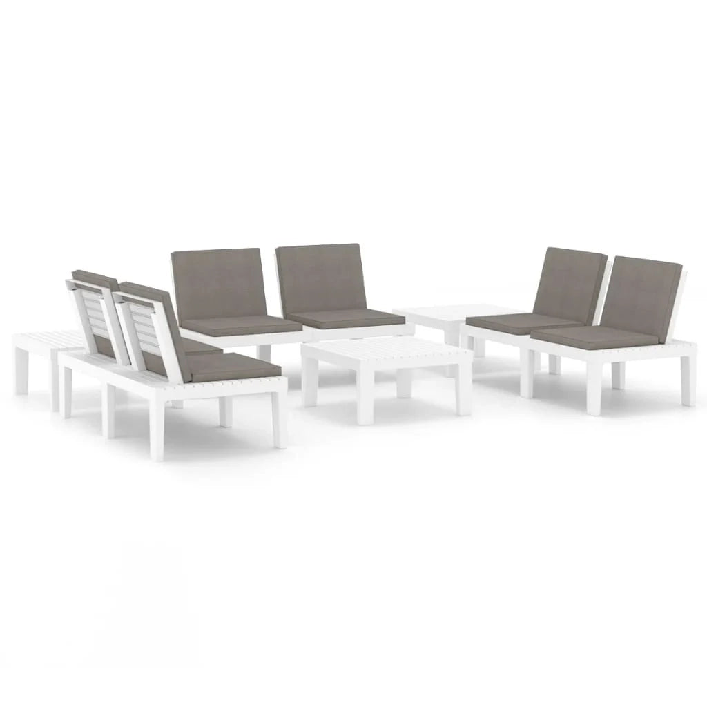 Set di mobili da giardino mobili da esterno 6 pezzi con cuscini in plastica bianca 02_0016847