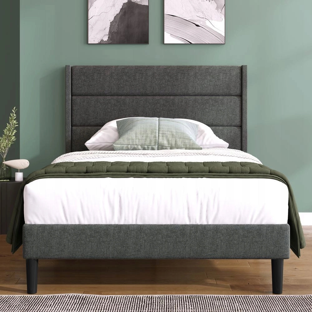 Letto singolo imbottito - Xylo - 90x200cm - Listre grigio scuro