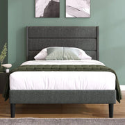 Letto singolo imbottito - Xylo - 90x200cm - Listre grigio scuro