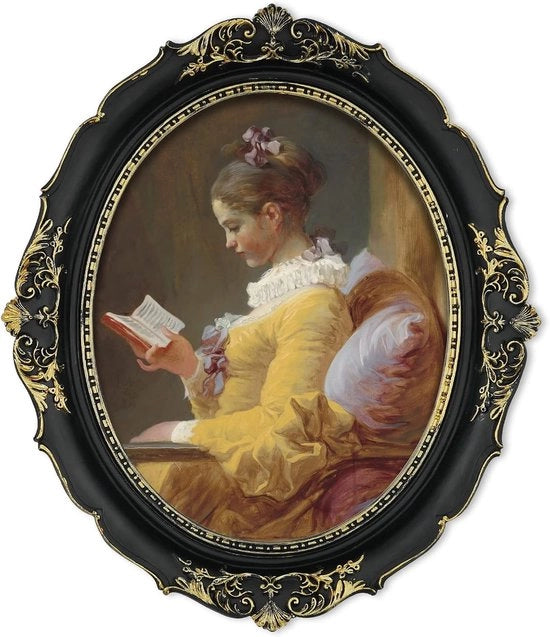 Fotoframmento ovale - Stile vintage - 1 pezzo - Nero e oro - Legno e vetro - 8x10 pollici
