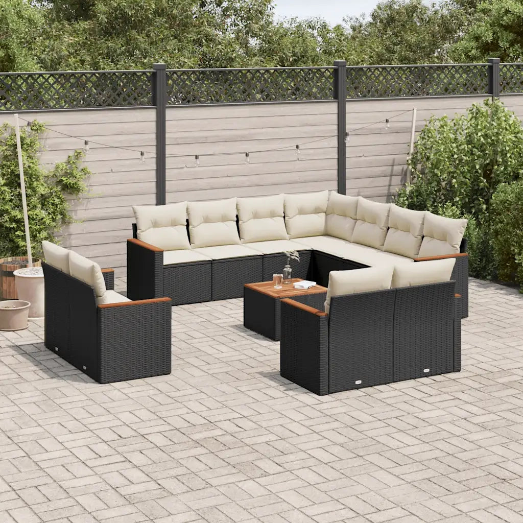 Set Divani da Giardino 12 pz con Cuscini Nero in Polyrattancod mxl 112515