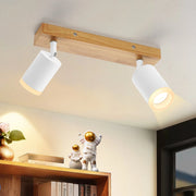 ZMH Faretto da soffitto LED 2 fiamme GU10 plafoniera in legno-acrilico orientabile a 350° per soggiorno