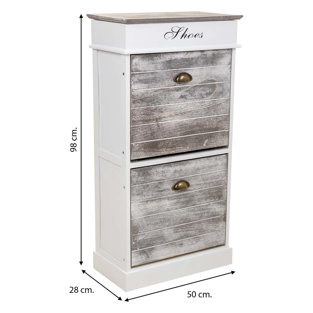 Scarpiera in legno bianco 50x28x98h