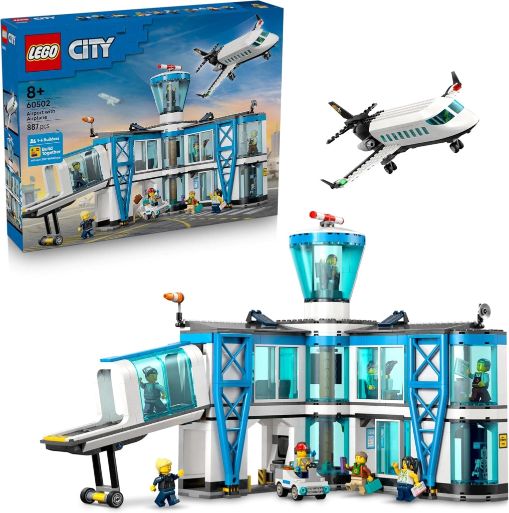 LEGO City Aeroporto con Aereo Giocattolo - Modello in Miniatura con Terminal, Aeroplano, Rimorchiatore, Ponte, 9 Minifig