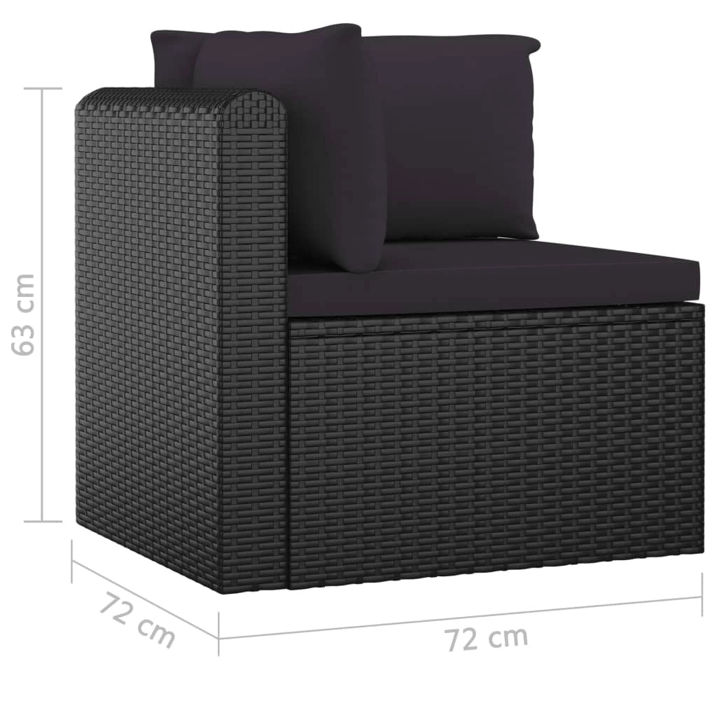 Mobili da giardino mobili da esterno Set di mobili da 7 pezzi con cuscini in resina intrecciata nera 02_0017324