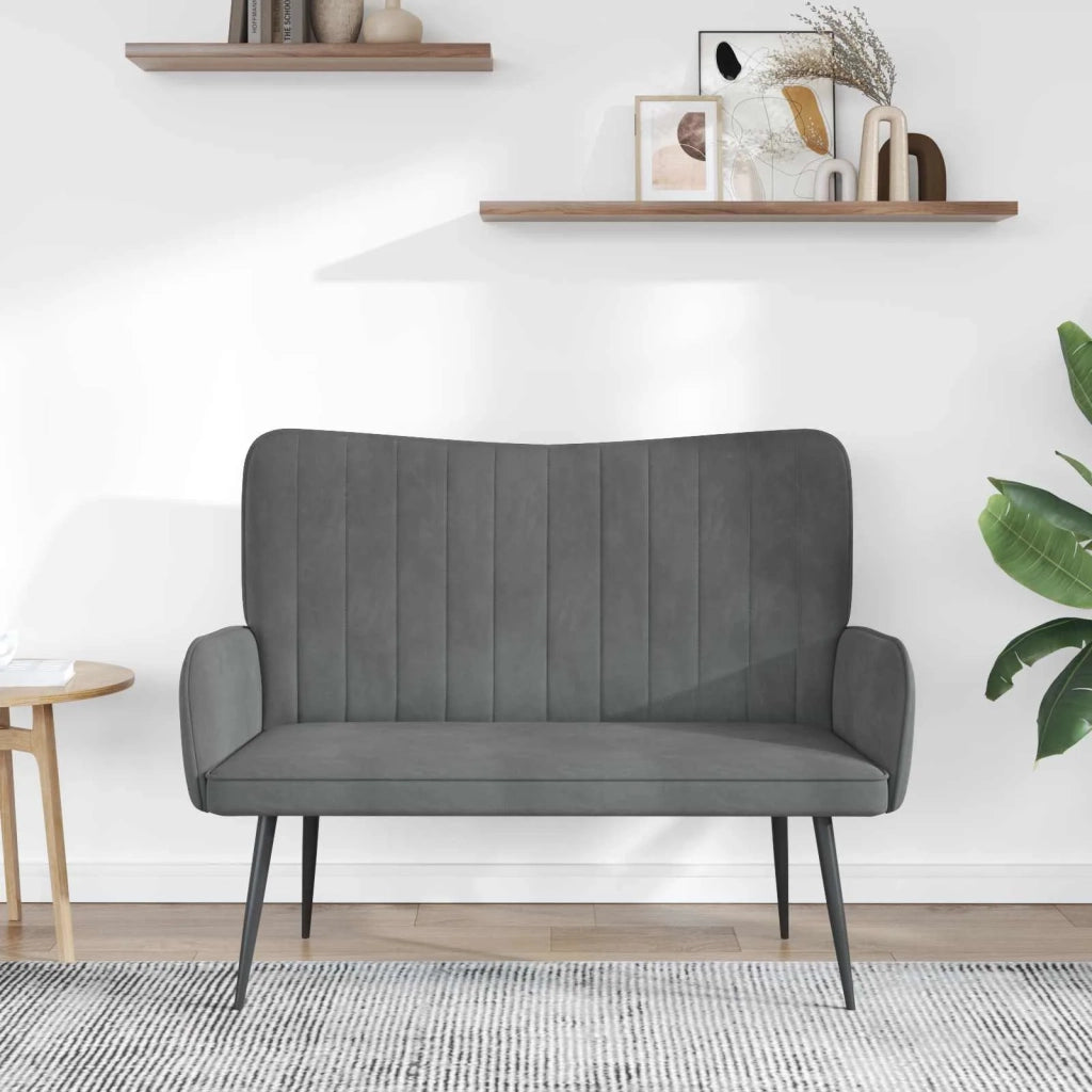 Sofa a Due Posti Grigio scuro 115 x 61 x 87 cm Velluto