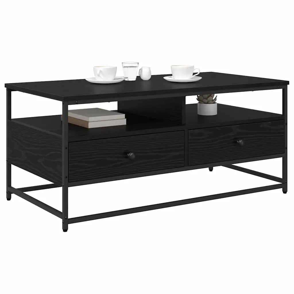 Tavolino da salotto | Tavolino da caff¨¨ | Tavolino da Soggiorno con cassetto Rovere Nero 100 x 51 x 45 cm