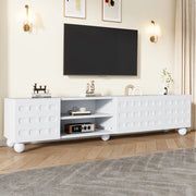 Mobile porta TV per televisore fino a 80 pollici con 3 ante e 2 vani semiaperti per soggiorno bianco 200 × 40 × 44 cm