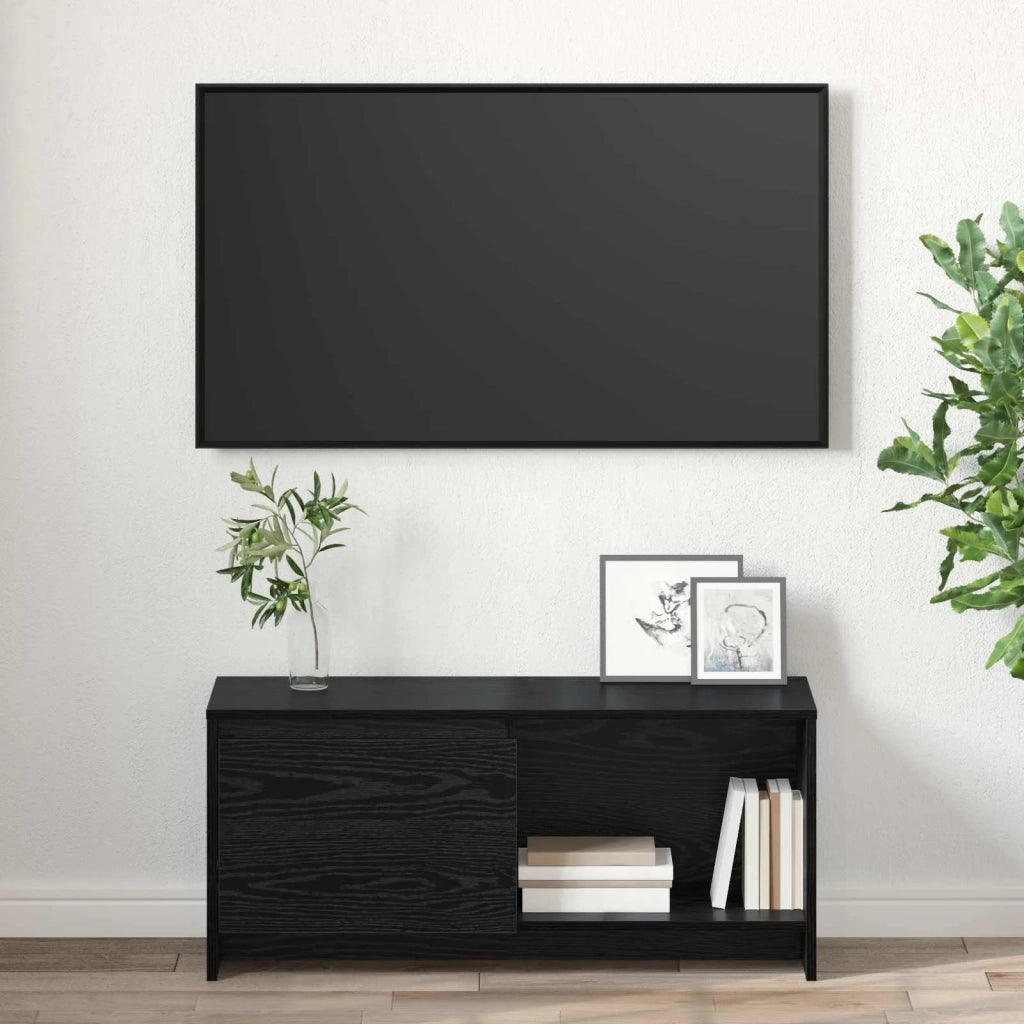Set mobile TV Rovere Nero 90 x 35 x 40 cm Legno multistrato 875233