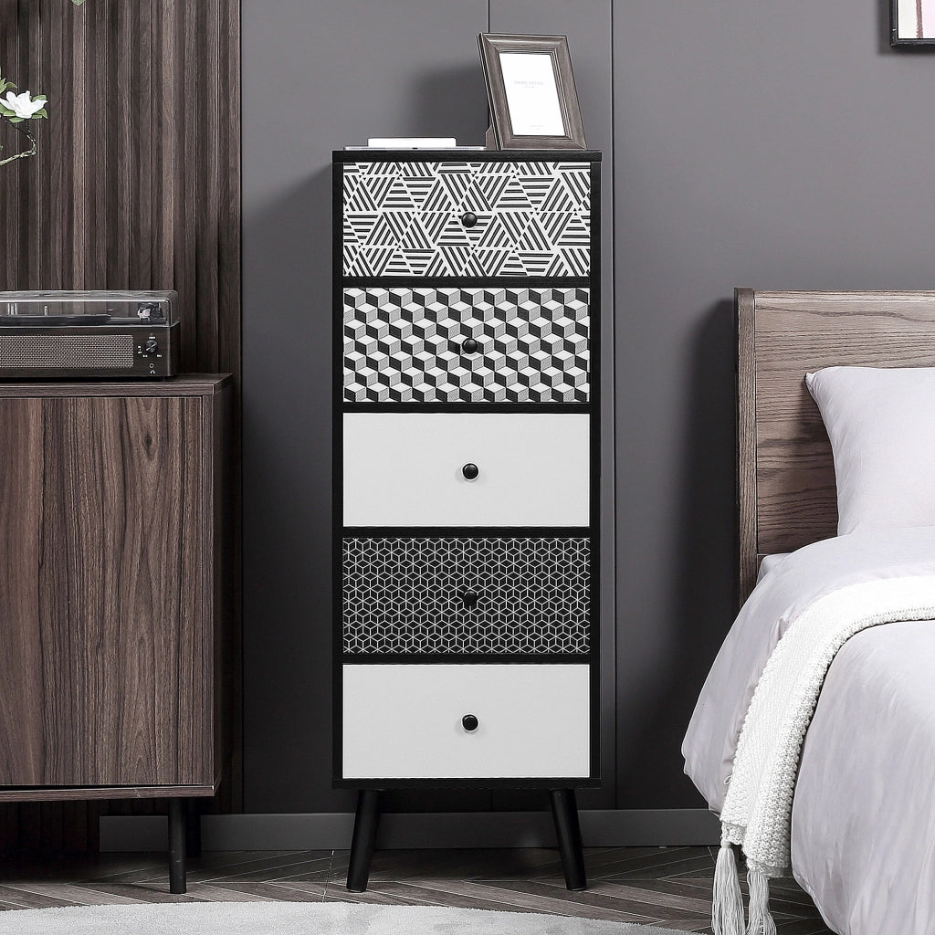 Mobile Cassettiera 5 Cassetti Arredamento Moderno Casa 40x40x111.5cm