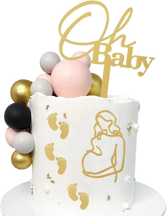 Set di decorazioni per torta con impronte d'oro - Set di decorazioni per torta per feste di compleanno e baby shower