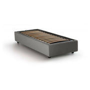 Letto singolo Acetico, Letto contenitore con rivestimento in tessuto, Made in Italy, Apertura frontale, adatto per materasso cm 90x200, Grigio