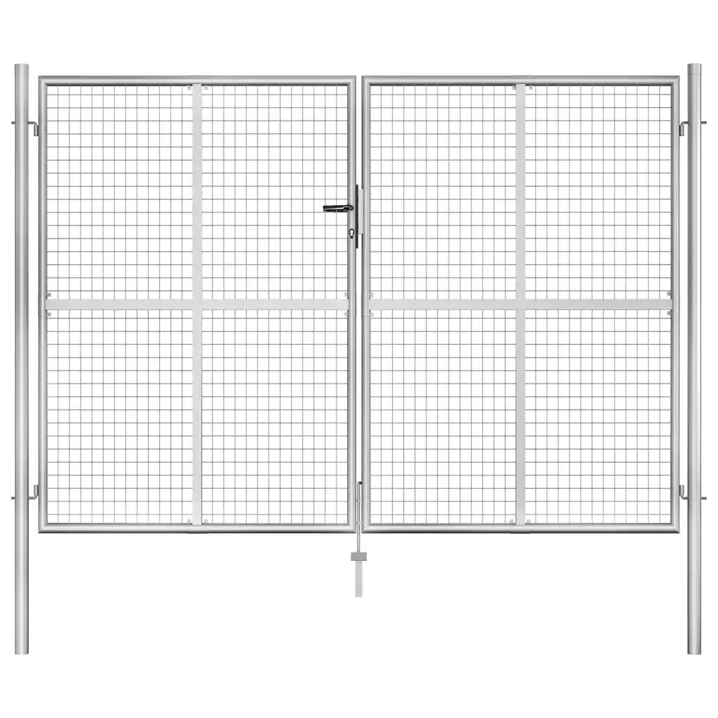 Cancello per Giardino in Acciaio Zincato 306x225cm Argento