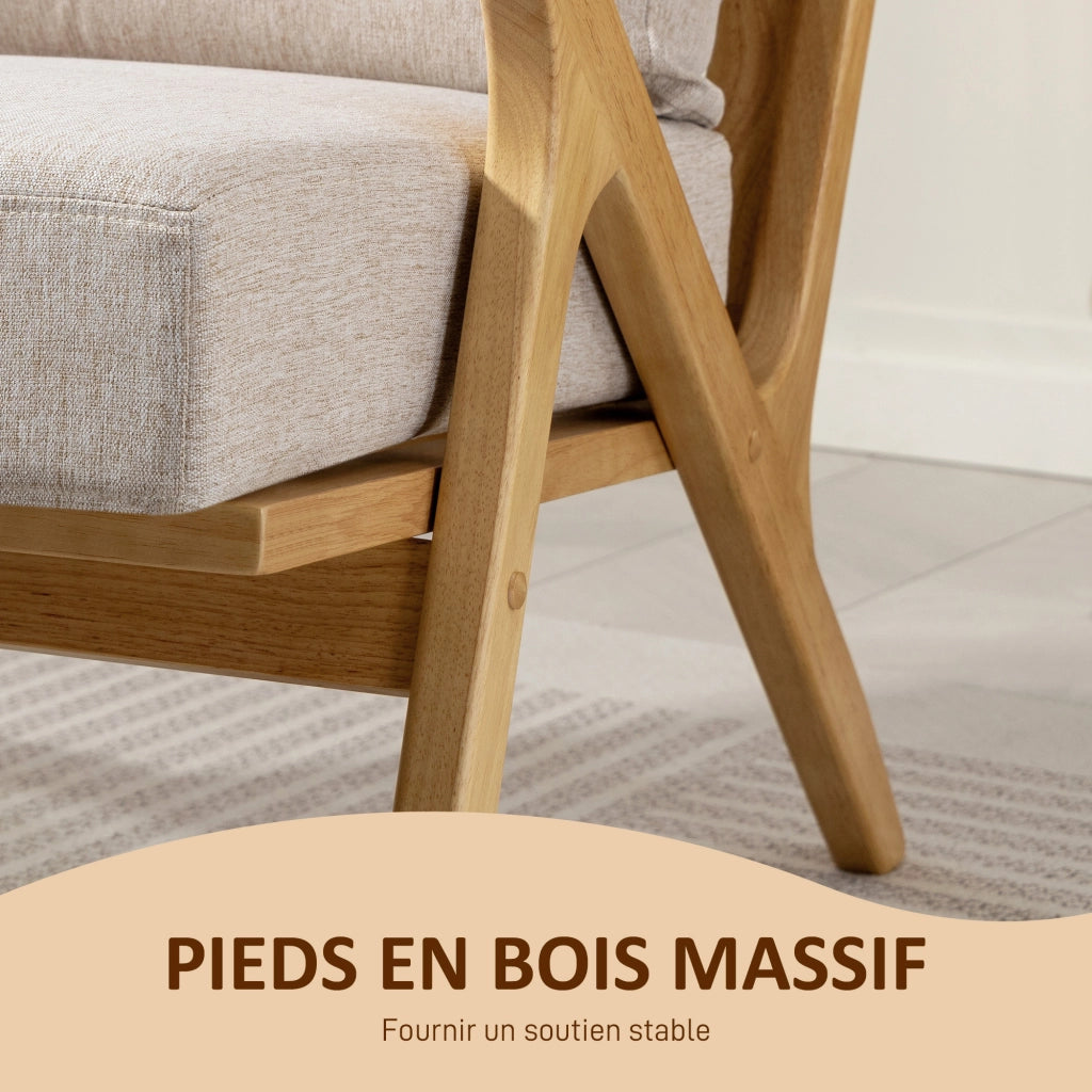 Poltrona in Tessuto Beige ¨C Zephmum ¨C 76x87x88cm