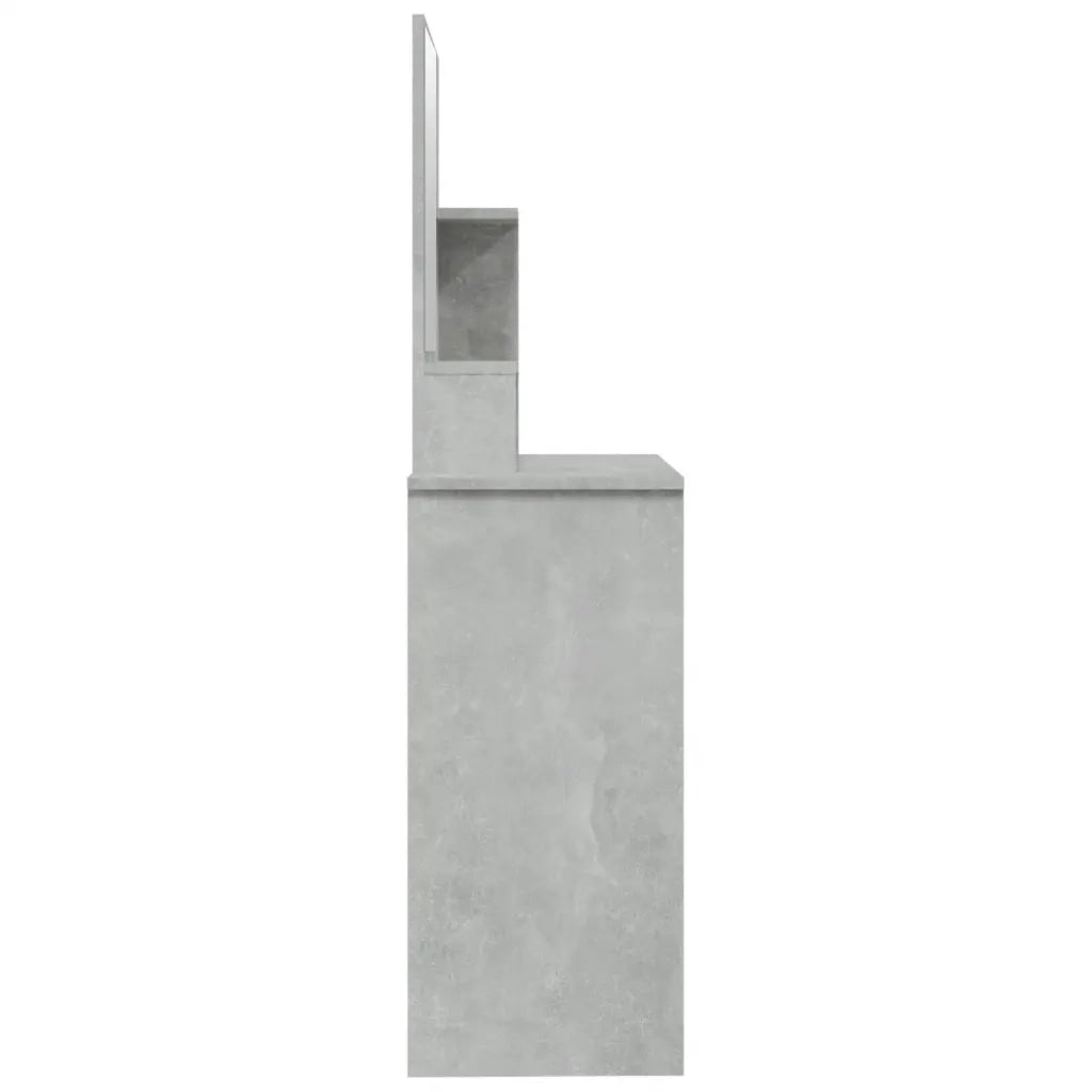 Toeletta con Specchio-Com¨°-Tavolo da trucco Grigio Cemento 86,5x35x136 cm
