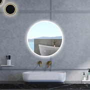 Specchio da bagno Rotondo con 60cm,Memoria,Regorabile,Retroilluminato,doppio interruttore,HD temperato