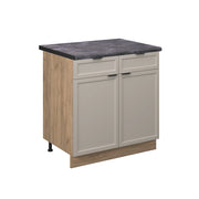 Mobiletto base per cucina Fame-Line GrigioBeige/Rovere dorato 80 cm, PL Antracite Vicco
