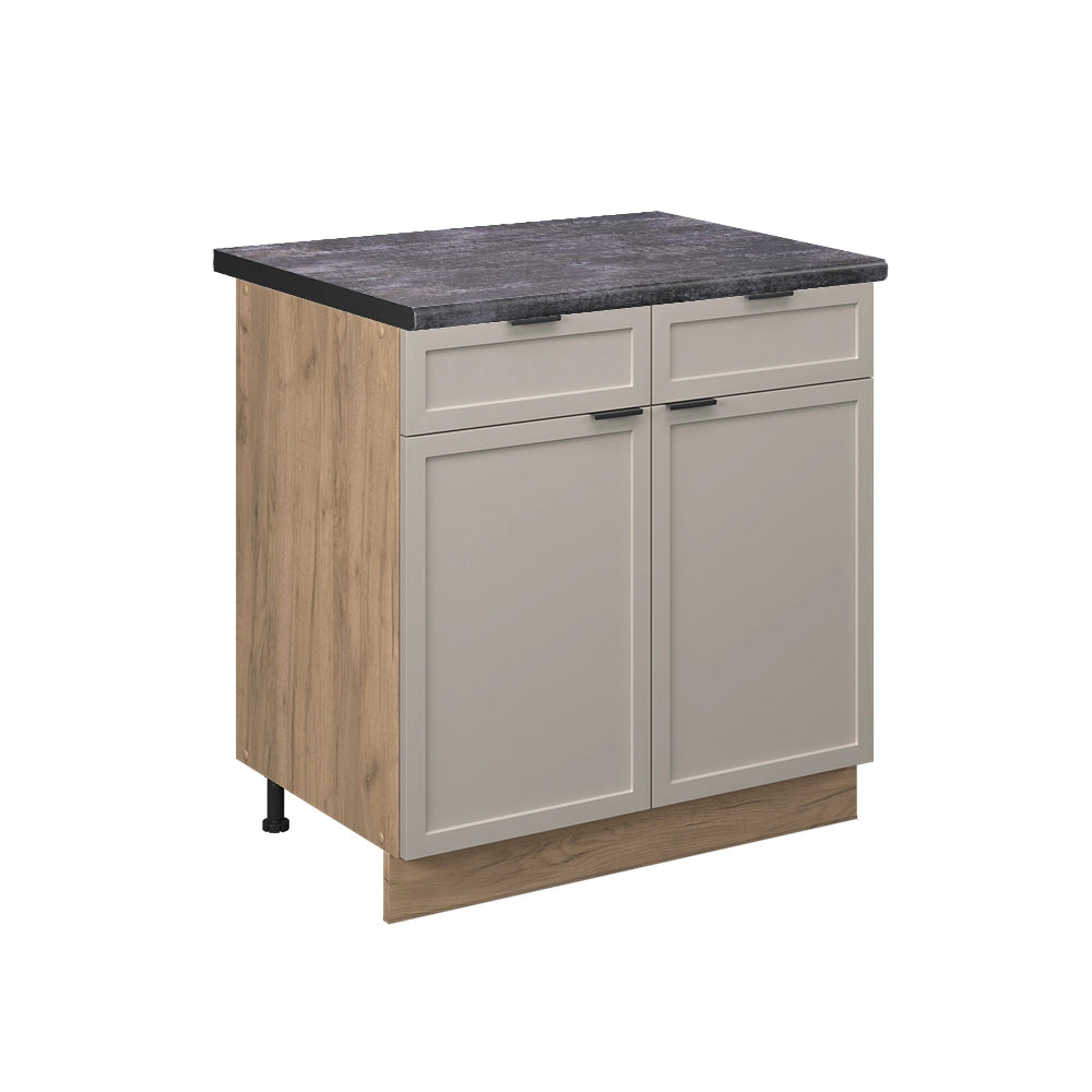 Mobiletto base per cucina Fame-Line GrigioBeige/Rovere dorato 80 cm, PL Antracite Vicco