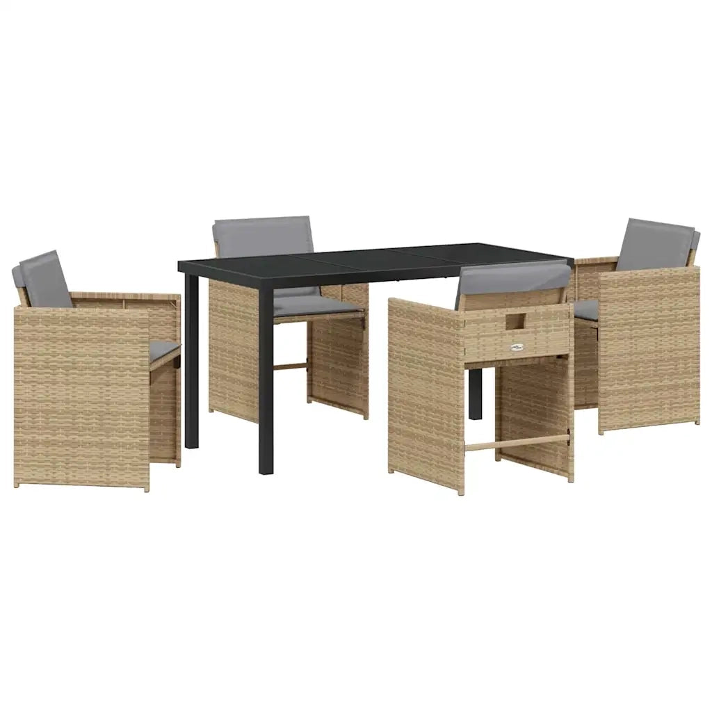 Set da Pranzo per Giardino 5 pz | Set Salotto da Giardino Beige polyrattan