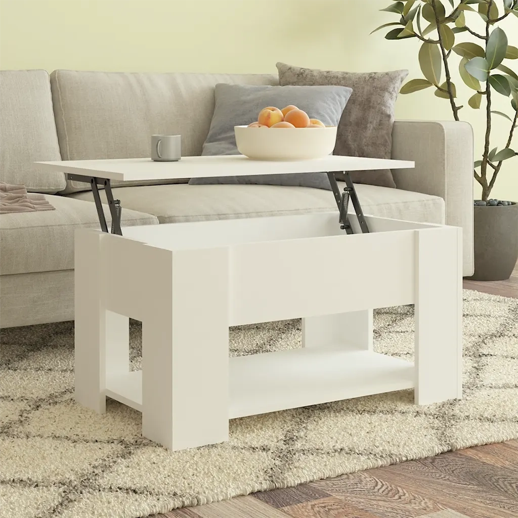 Tavolino da salotto | Tavolino da caff¨¨ | Tavolino da Soggiorno Bianco 79x49x41 cm in Legno Multistrato