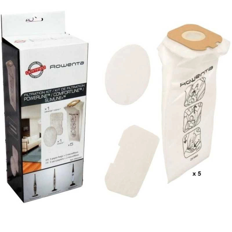 5 SACCHETTI   FILTRI ASPIRAPOLVERE ROWENTA SLIMLINE POWERLINE ORIGINALI - ROWENTA