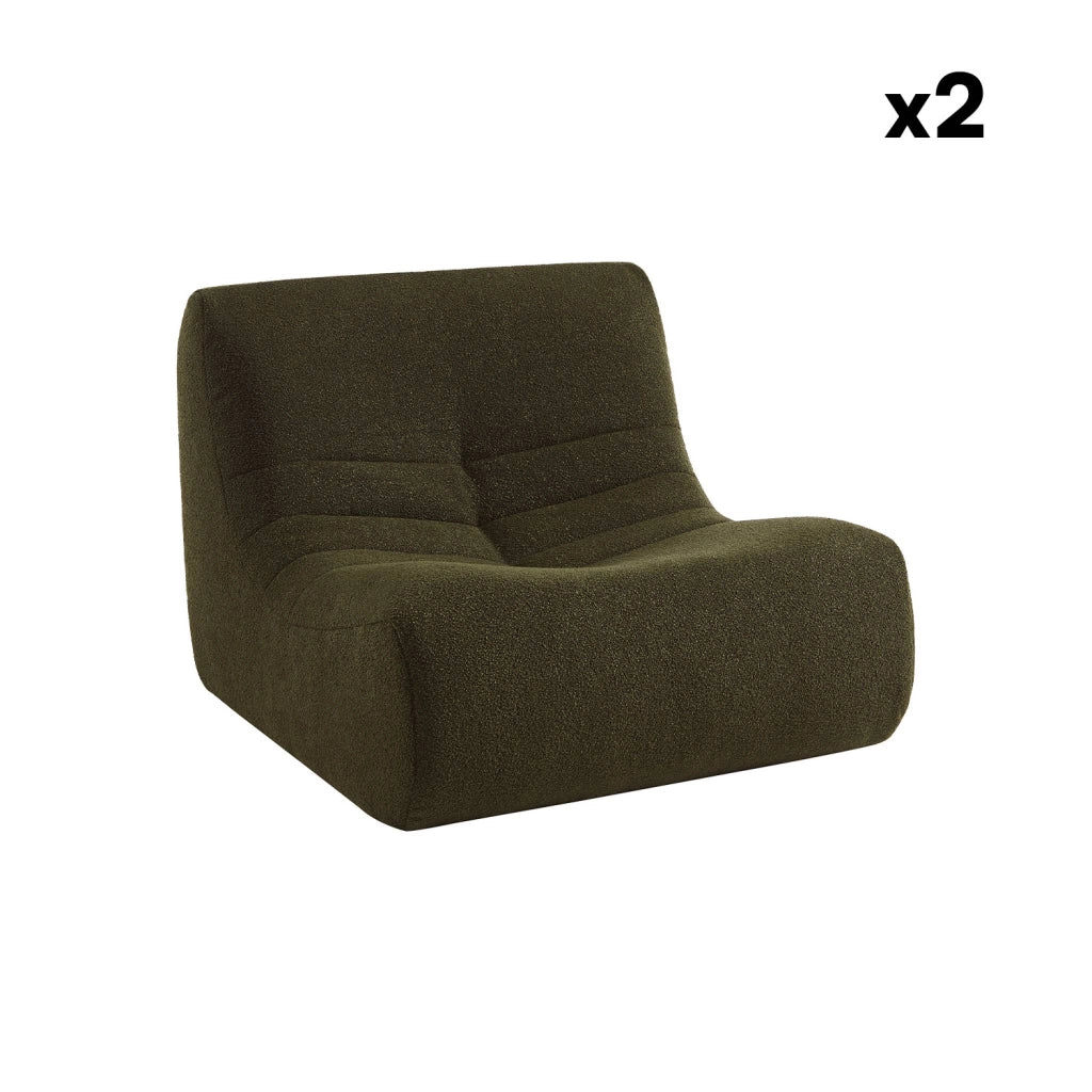 Divano modulare boucle, 2 posti, kaki