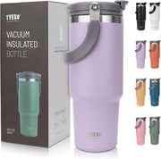 Tazza termica 900 ml, tazza con coperchio e beccuccio in acciaio inossidabile, isolamento per bevande calde e fredde, tazza per caffè, acqua o tè freddo (viola)