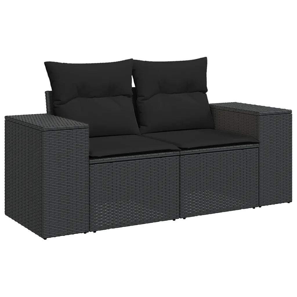 Set Divani da Giardino con Cuscini 7pz Nero Polyrattan 3325701