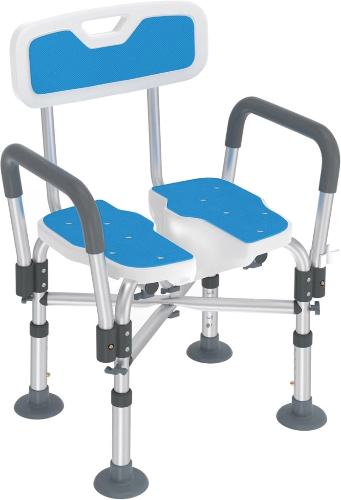 Sedia da doccia per anziani, regolabile in altezza, con design scanalato e telaio in alluminio incrociato, per bagno, vasca da bagno, fino a 200 kg, per doccia