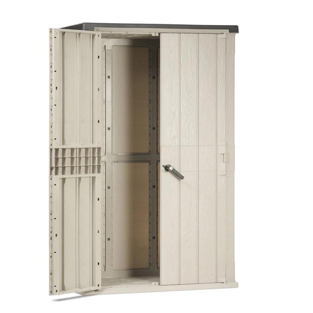 Casetta da giardino con 2 ante in resina effetto legno 1670 litri colore grigio talpa e antracite scuro Toomax