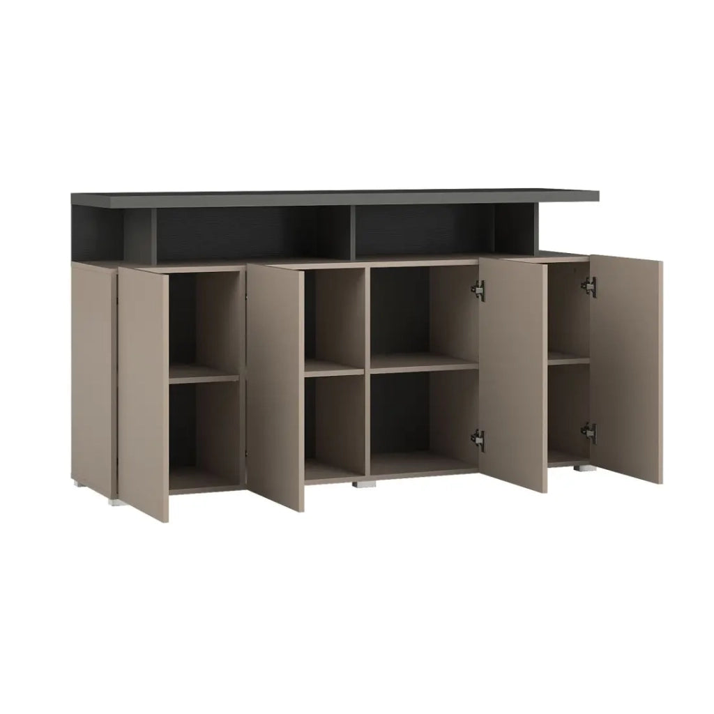 Buffet 4 porte NESS – Finitura Congo – 12 nicchie di stoccaggio – Design essenziale senza LED