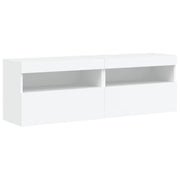Mobile TV multimediale da parete mensola TV credenza mobile TV per sala da pranzo soggiorno camera da letto con luci LED 2 pezzi 60 x 30 x 40 cm bianco 02_0029109