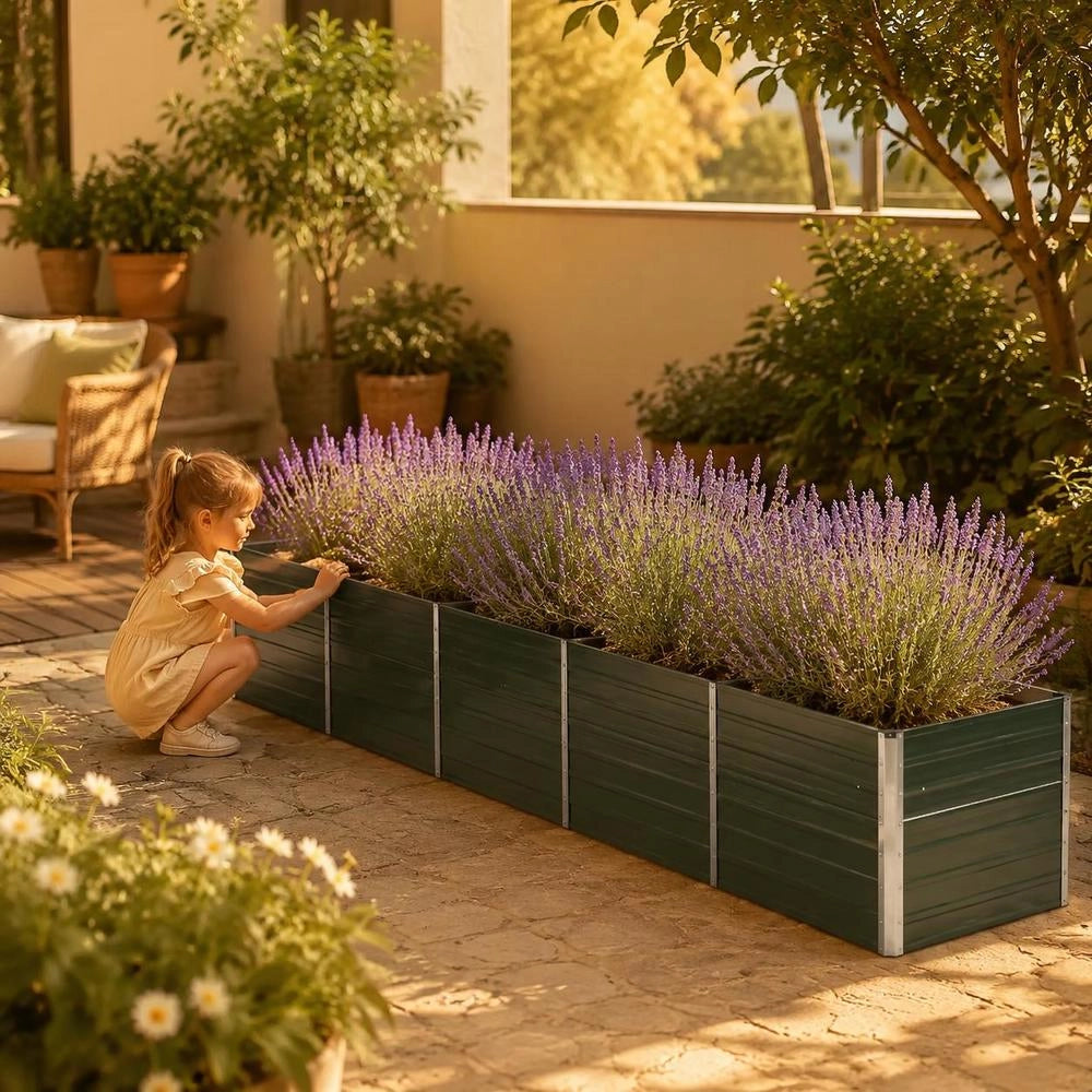Garden Raised Bed Galvanized Steel 400x80x45 Cm Green