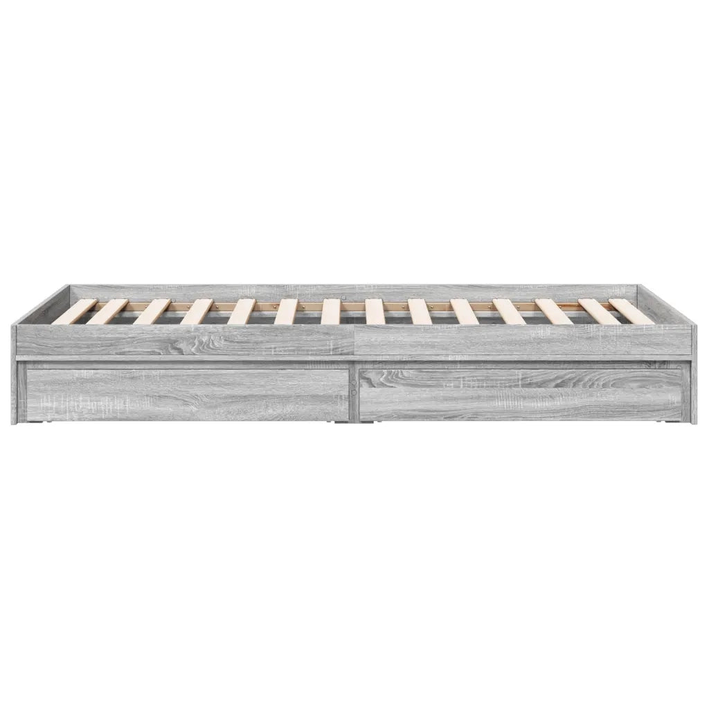 Letto singolo | Letto per adulti | Giroletto Cassetti Grigio Sonoma 75x190 cm Legno Multistrato